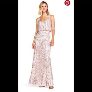 Adrianna Papell blush beaded gown size 10